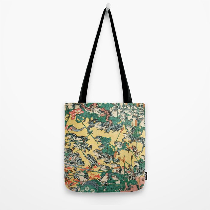 Frog Battle Japanese Print by Kawanabe Kyosai, 1864 Tote Bag Gallery Image 2