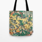 Frog Battle Japanese Print by Kawanabe Kyosai, 1864 Tote Bag Gallery Image 1