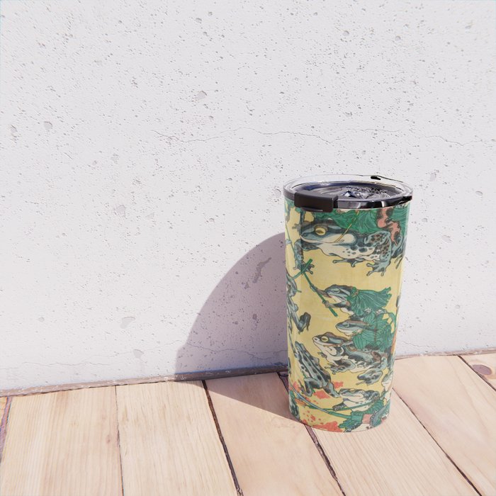Frog Battle Japanese Print by Kawanabe Kyosai, 1864 Travel Mug Gallery Image 4