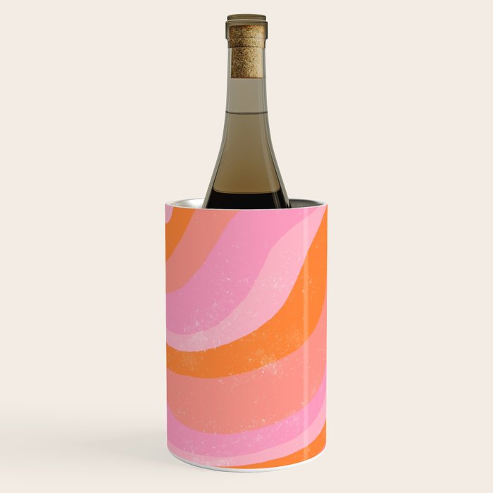 Pink 70s Retro Swirl Waves Wine Chiller Gallery Image 2