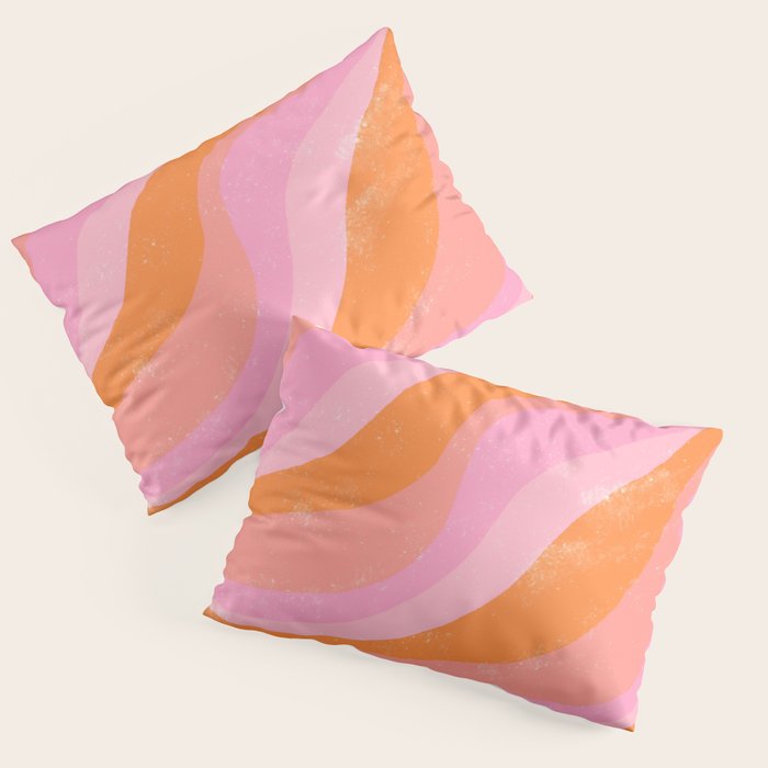 Pink 70s Retro Swirl Waves Pillow Sham Gallery Image 1