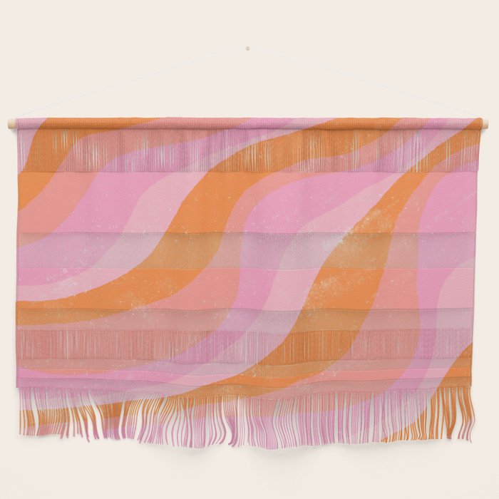 Pink 70s Retro Swirl Waves Wall Hanging Gallery Image 1