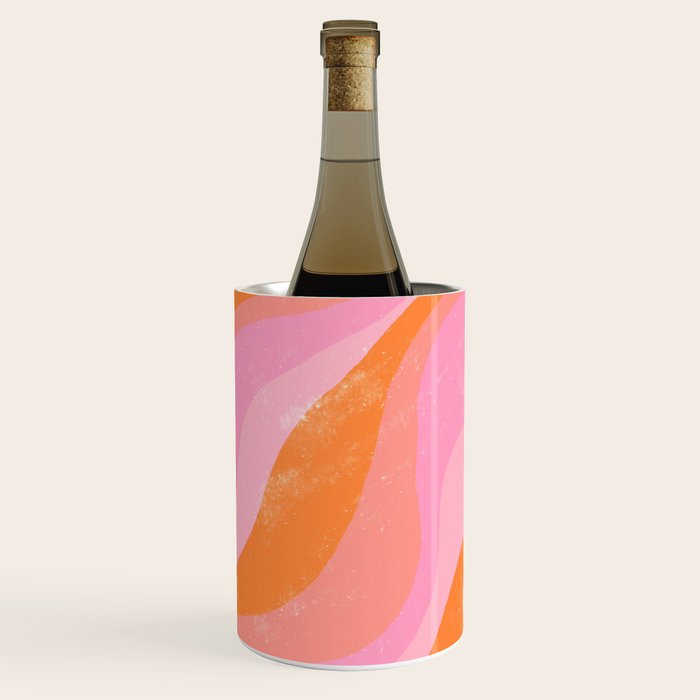 Pink 70s Retro Swirl Waves Wine Chiller Gallery Image 3