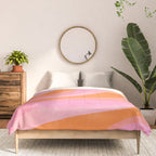 Pink 70s Retro Swirl Waves Comforter Gallery Image 3