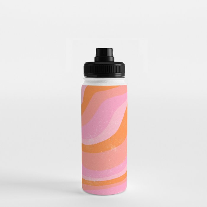 Pink 70s Retro Swirl Waves Water Bottle Gallery Image 3
