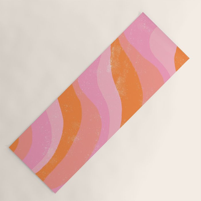 Pink 70s Retro Swirl Waves Yoga Mat Gallery Image 1