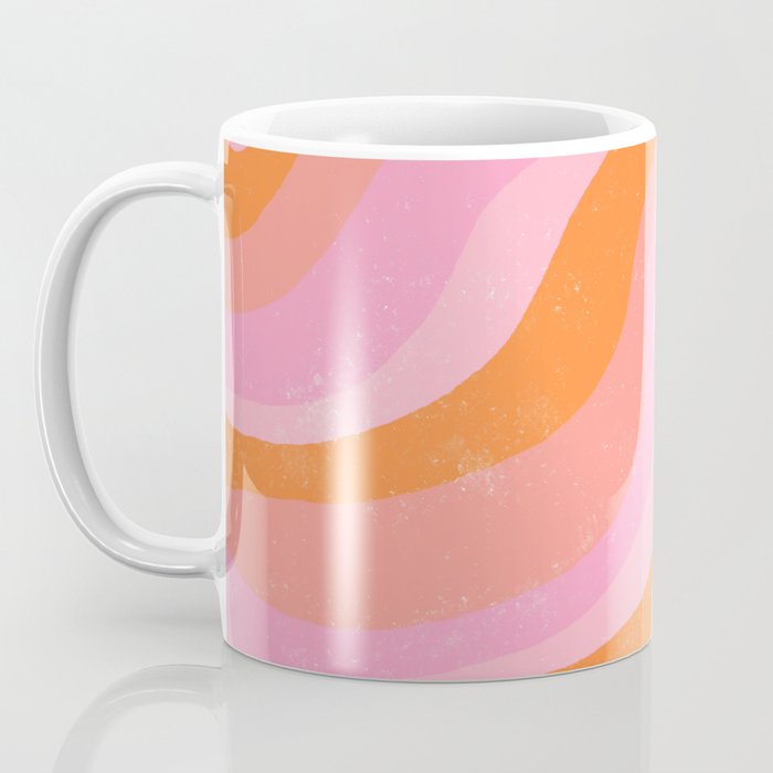 Pink 70s Retro Swirl Waves Coffee Mug Gallery Image 3