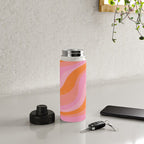 Pink 70s Retro Swirl Waves Water Bottle Gallery Image 4