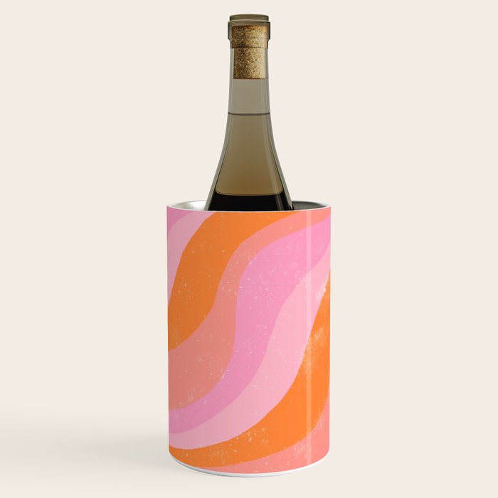 Pink 70s Retro Swirl Waves Wine Chiller Gallery Image 1
