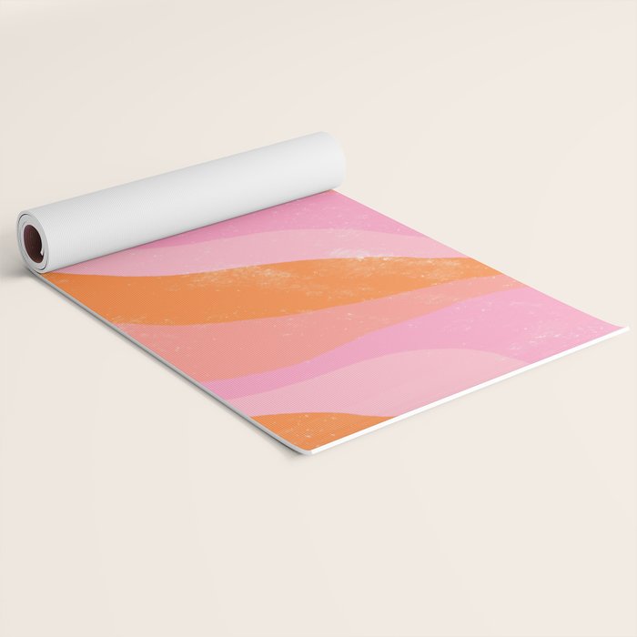 Pink 70s Retro Swirl Waves Yoga Mat Gallery Image 2