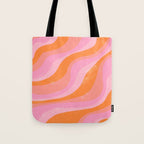 Pink 70s Retro Swirl Waves Tote Bag Gallery Image 1
