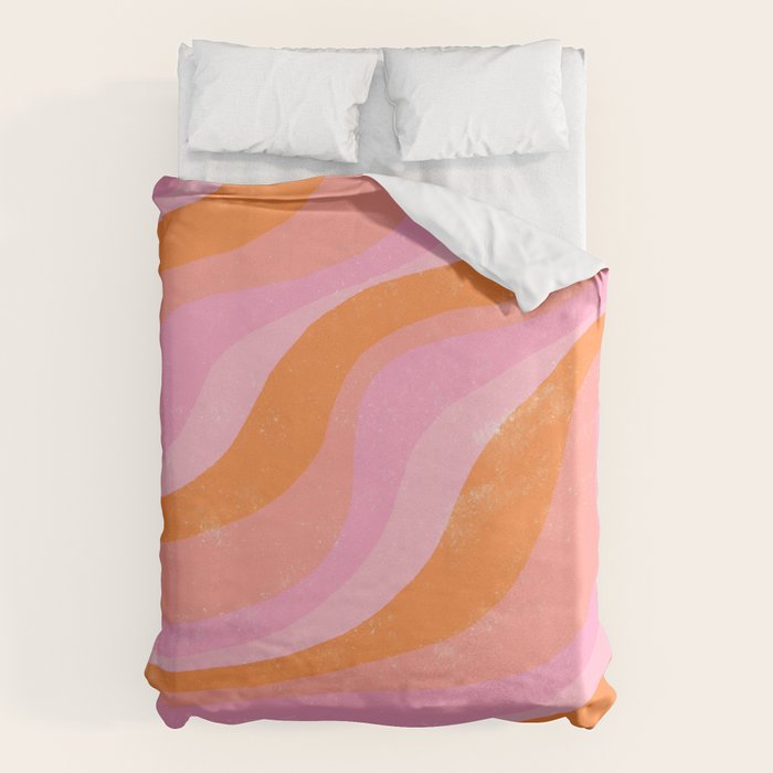 Pink 70s Retro Swirl Waves Duvet Cover Gallery Image 6