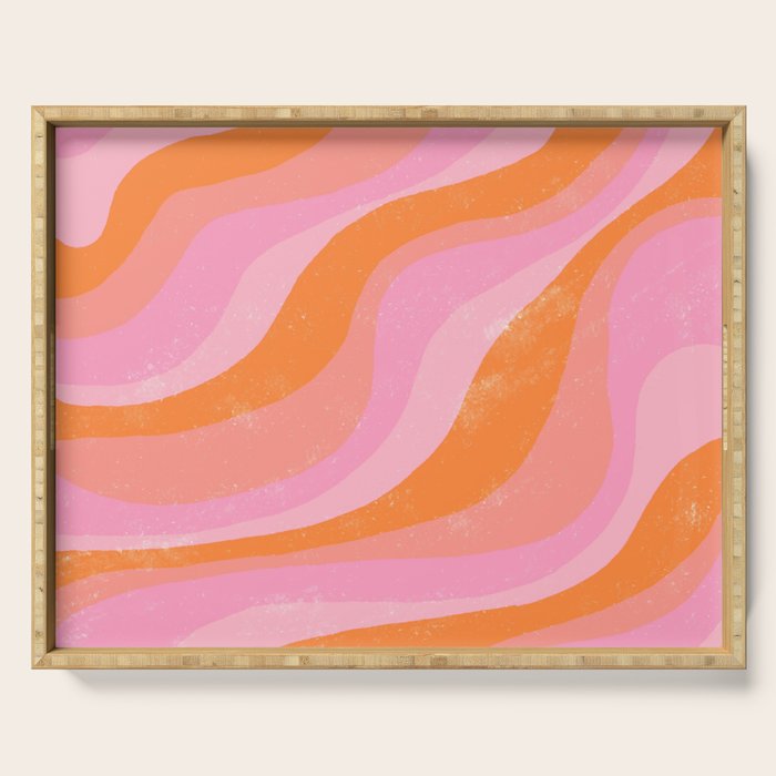 Pink 70s Retro Swirl Waves Serving Tray Gallery Image 1