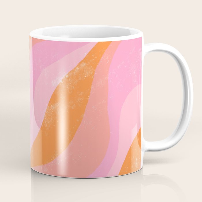 Pink 70s Retro Swirl Waves Coffee Mug Gallery Image 1