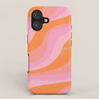 Pink 70s Retro Swirl Waves iPhone Case Gallery Image 1