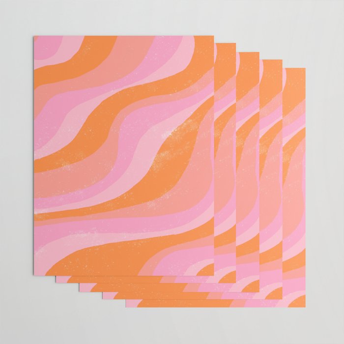 Pink 70s Retro Swirl Waves Wrapping Paper Gallery Image 3