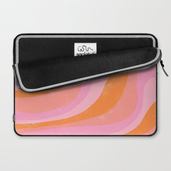 Pink 70s Retro Swirl Waves Laptop Sleeve Gallery Image 2
