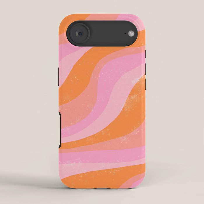 Pink 70s Retro Swirl Waves iPhone Case Gallery Image 2