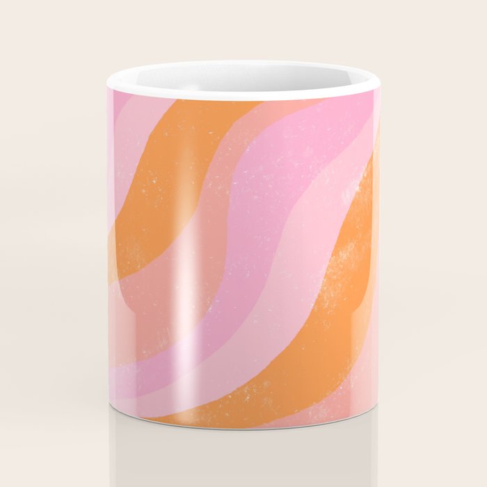 Pink 70s Retro Swirl Waves Coffee Mug Gallery Image 4