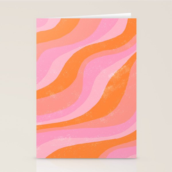 Pink 70s Retro Swirl Waves Stationery Card Gallery Image 2
