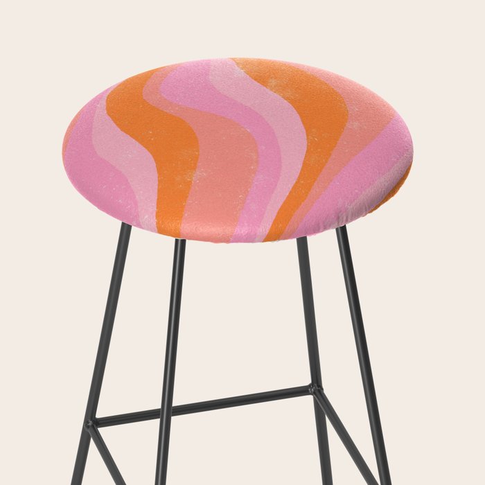 Pink 70s Retro Swirl Waves Stool Gallery Image 2