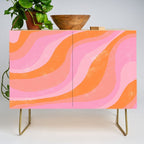 Pink 70s Retro Swirl Waves Credenza Gallery Image 1