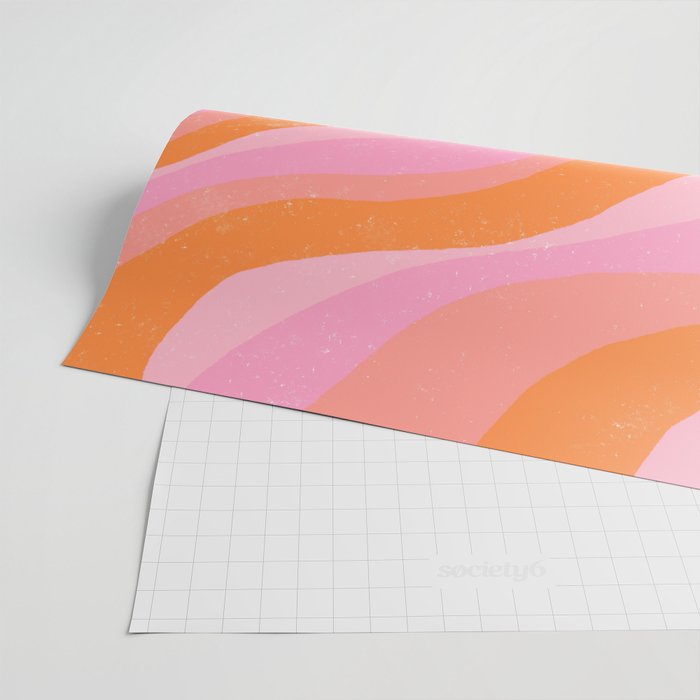 Pink 70s Retro Swirl Waves Wrapping Paper Gallery Image 2