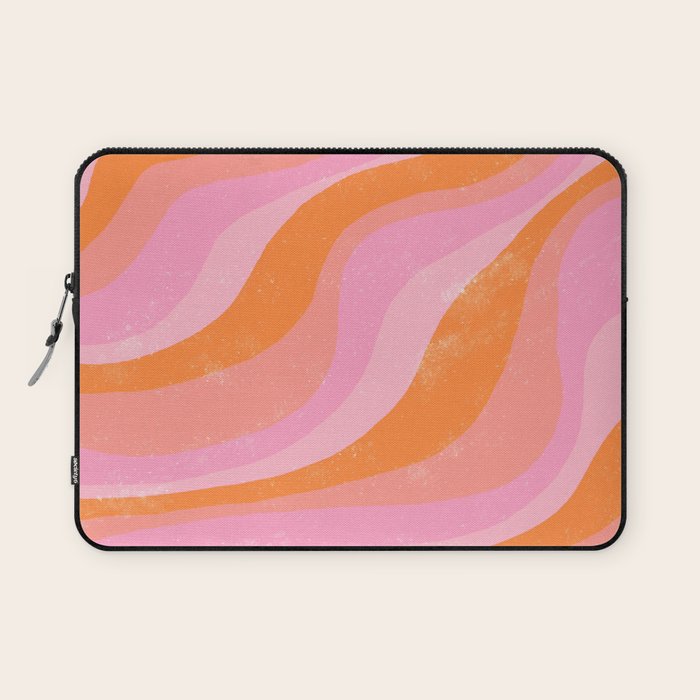 Pink 70s Retro Swirl Waves Laptop Sleeve Gallery Image 1
