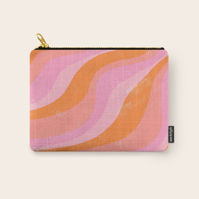Pink 70s Retro Swirl Waves Carry All Pouch Gallery Image 1