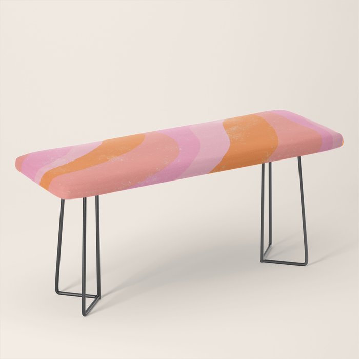 Pink 70s Retro Swirl Waves Bench Gallery Image 1