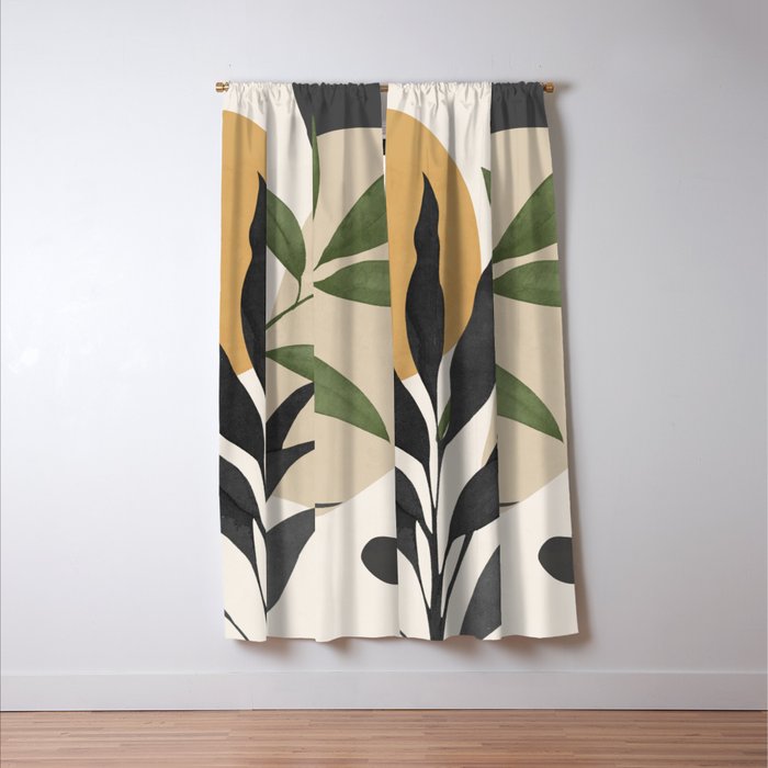 Abstract Art Tropical Leaves 74 Window Curtain Gallery Image 3