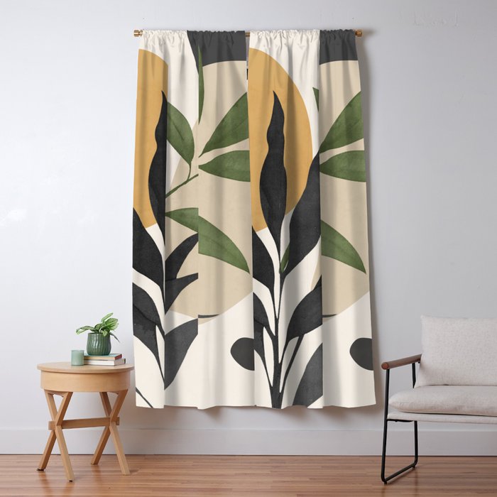 Abstract Art Tropical Leaves 74 Window Curtain Gallery Image 1