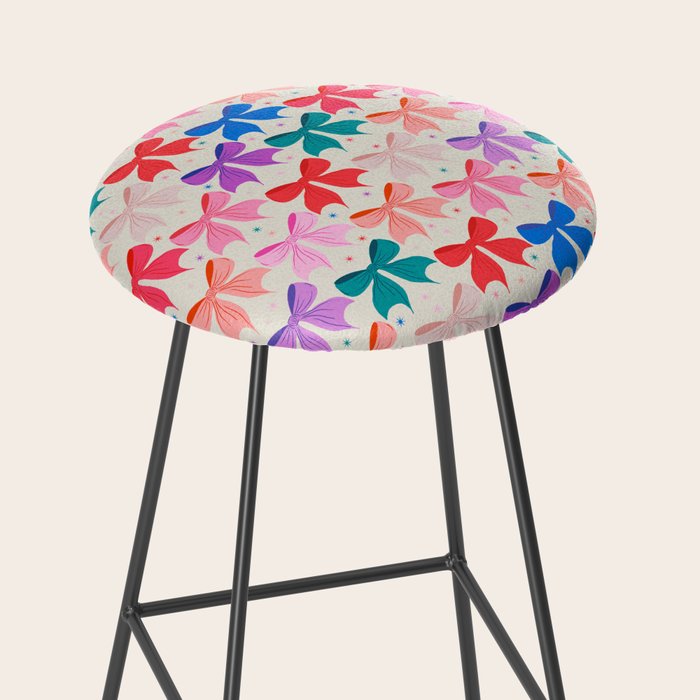 Vibrant Bow Pattern  A Playful and Colorful Design Stool Gallery Image 2