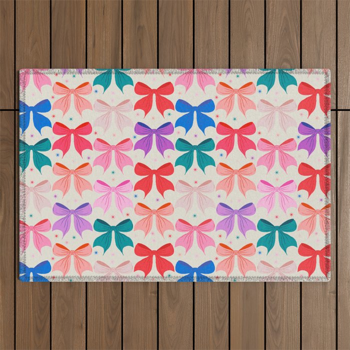 Vibrant Bow Pattern  A Playful and Colorful Design Outdoor Rug Gallery Image 1