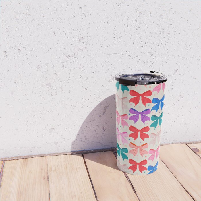 Vibrant Bow Pattern  A Playful and Colorful Design Travel Mug Gallery Image 4