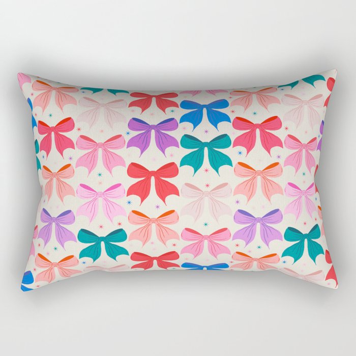 Vibrant Bow Pattern  A Playful and Colorful Design Rectangular Pillow Gallery Image 2