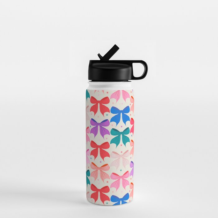 Vibrant Bow Pattern  A Playful and Colorful Design Water Bottle Gallery Image 1