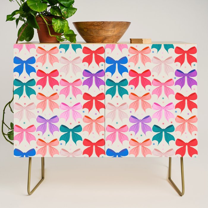 Vibrant Bow Pattern  A Playful and Colorful Design Credenza Gallery Image 1