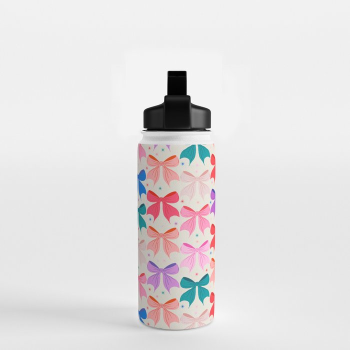 Vibrant Bow Pattern  A Playful and Colorful Design Water Bottle Gallery Image 2