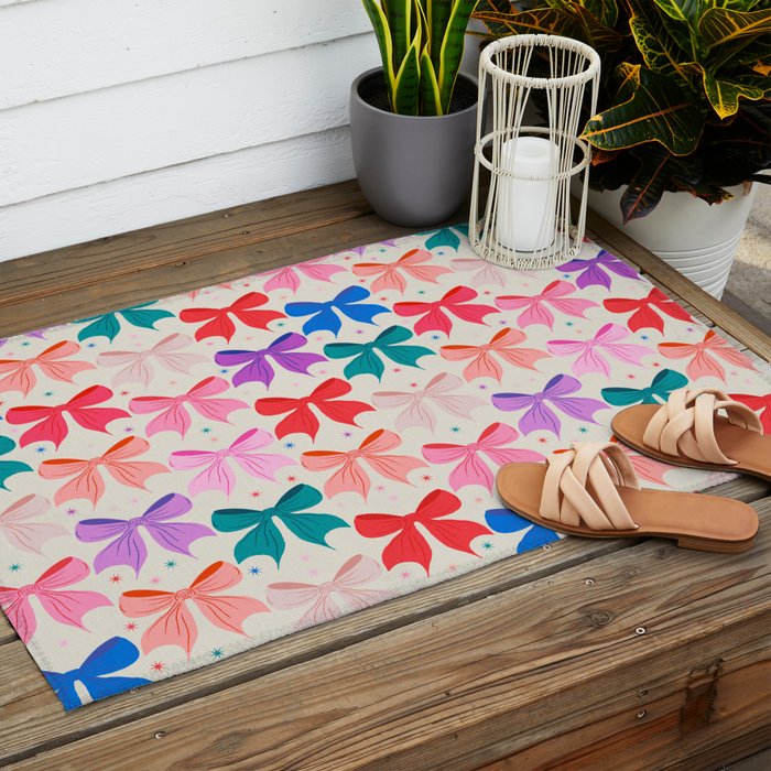 Vibrant Bow Pattern  A Playful and Colorful Design Outdoor Rug Gallery Image 2