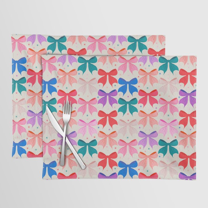 Vibrant Bow Pattern  A Playful and Colorful Design Placemat Gallery Image 1