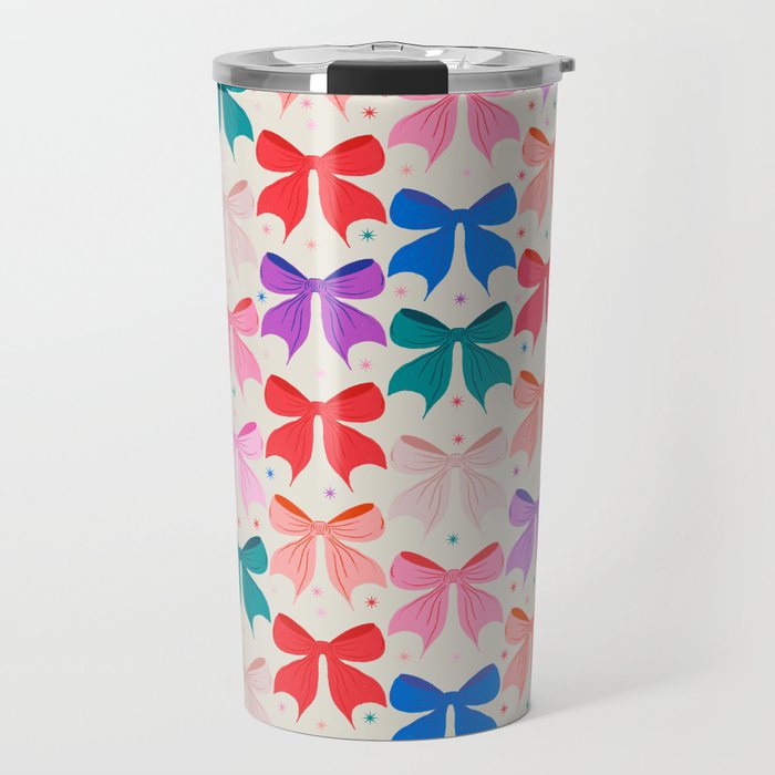 Vibrant Bow Pattern  A Playful and Colorful Design Travel Mug Gallery Image 1