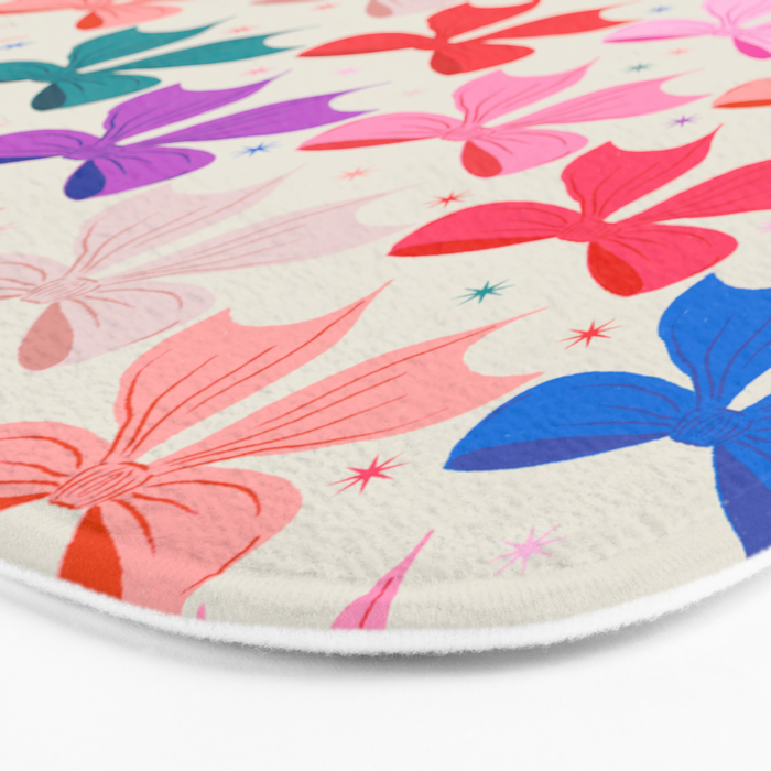Vibrant Bow Pattern  A Playful and Colorful Design Bath Mat Gallery Image 3