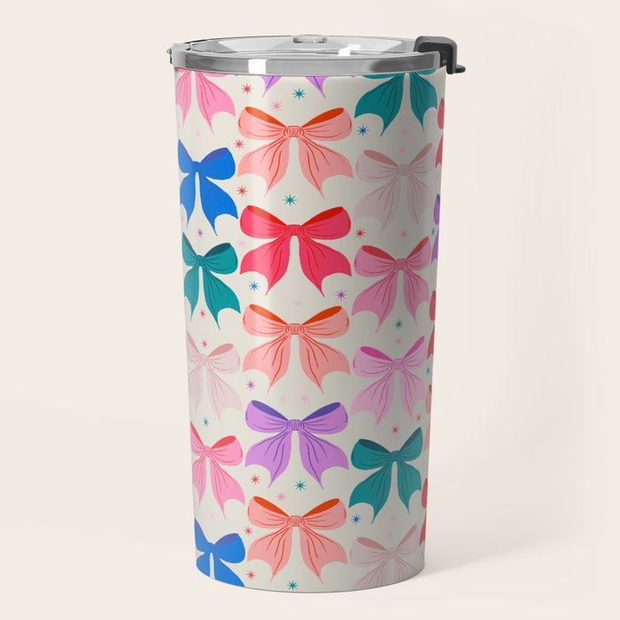 Vibrant Bow Pattern  A Playful and Colorful Design Travel Mug Gallery Image 2