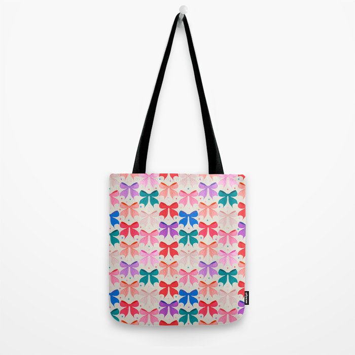Vibrant Bow Pattern  A Playful and Colorful Design Tote Bag Gallery Image 2
