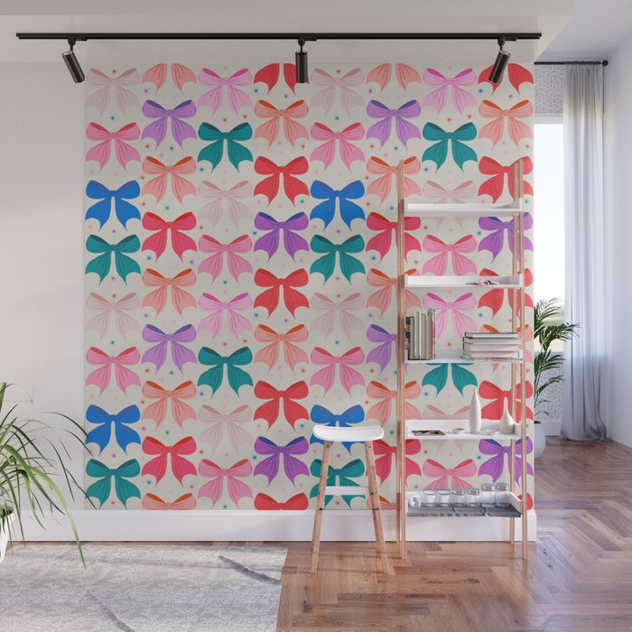 Vibrant Bow Pattern  A Playful and Colorful Design Wall Mural Gallery Image 1