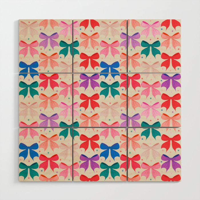 Vibrant Bow Pattern  A Playful and Colorful Design Wood Wall Art Gallery Image 1