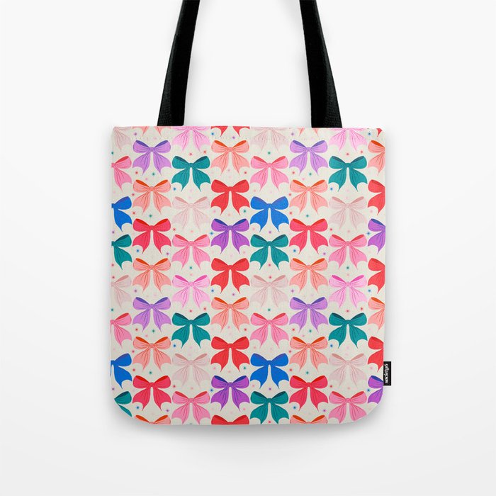 Vibrant Bow Pattern  A Playful and Colorful Design Tote Bag Gallery Image 1