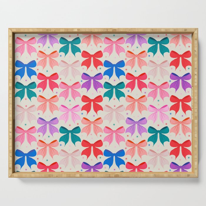 Vibrant Bow Pattern  A Playful and Colorful Design Serving Tray Gallery Image 1