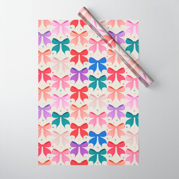 Vibrant Bow Pattern  A Playful and Colorful Design Wrapping Paper Gallery Image 1
